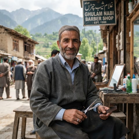 AI-generated illustration representing the Hajjam (Kashmiri) people