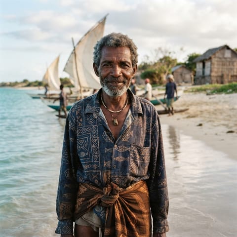 AI-generated illustration representing the Vezo people