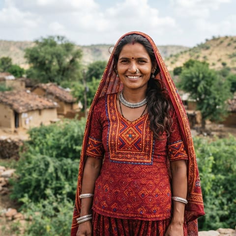 AI-generated illustration representing the Bhil Mina people