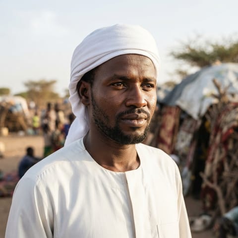 AI-generated illustration representing the Sudanese Refugees people