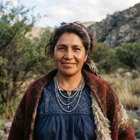 AI-generated illustration representing the Comechingones people