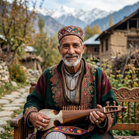 AI-generated illustration representing the Bhand (Kashmiri) people
