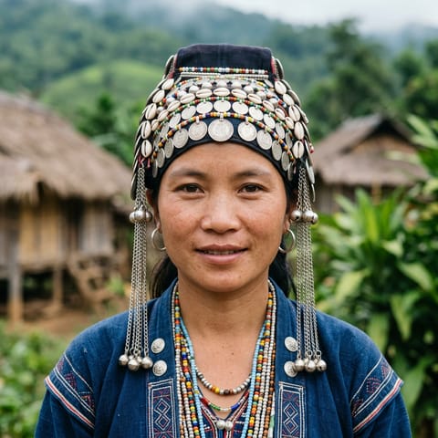 AI-generated illustration representing the Akha Nuver people