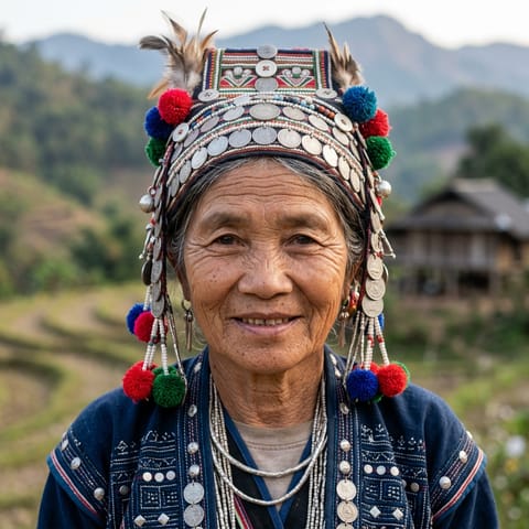 AI-generated illustration representing the Akha Piso people