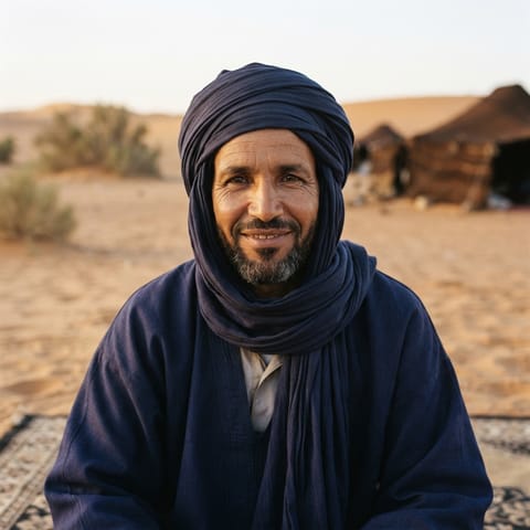 Ilustração gerada por IA representando o povo Sahrawi