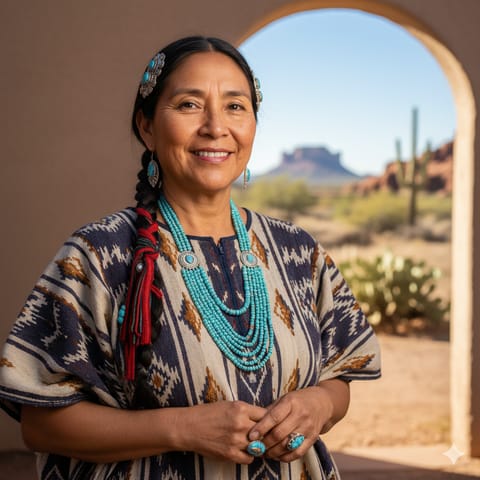 Ilustración generada por IA que representa al pueblo Santa Ana Pueblo