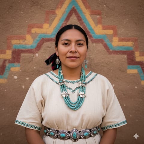Ilustración generada por IA que representa al pueblo Santo Domingo Pueblo
