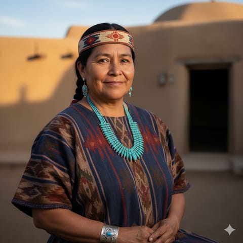 Ilustração gerada por IA representando o povo Zia Pueblo