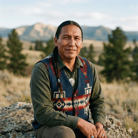 Ilustración generada por IA que representa al pueblo Chippewa Cree